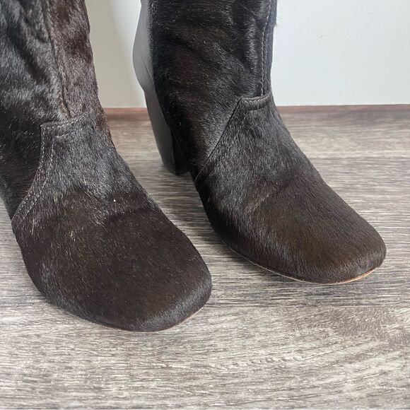 Leather Calf Hair Heeled Ankle Boots Booties Size 10 Velez for Leather Lovers - Picture 3 of 10